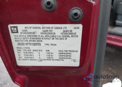 2005 Chevrolet Silverado 1500 Ls z USA, uszkodzony, nr VIN 2GCEC19T751328723